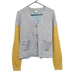 Hem & Thread Colorblock Button-Up Cardigan Sweater Sz S (Will Fit Medium)